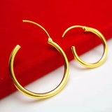 24K Plated Hoop Earrings For Women 20/30/40mm Round Circle Ear Hook