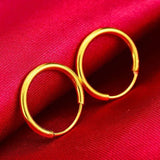 24K Plated Hoop Earrings For Women 20/30/40mm Round Circle Ear Hook