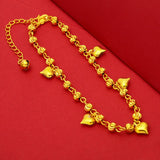 24K Plated Love Heart Beads Charm Anklets for Women Anklets