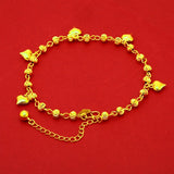 24K Plated Love Heart Beads Charm Anklets for Women Anklets