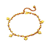 24K Plated Love Heart Beads Charm Anklets for Women Anklets
