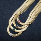 24K Plated Zircon Necklace Pendant Chain Wedding Anniversary
