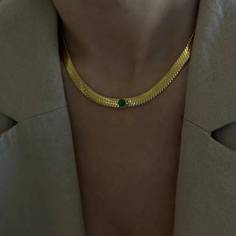 24K Plated Zircon Necklace Pendant Chain Wedding Anniversary