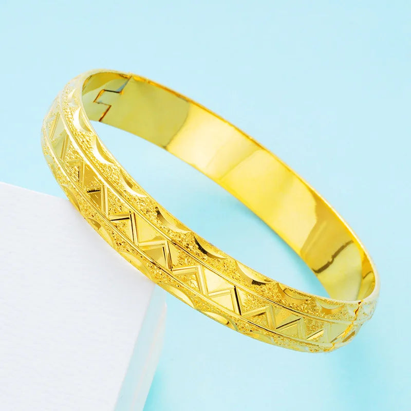 24K Plated Clasp Bracelets Bangle for Women Golden Jewelry