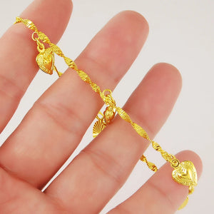 24K Plating Water-wave Chain Bracelet Yellow Jewelry Gift
