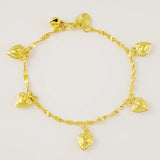 24K Plating Water-wave Chain Bracelet Yellow Jewelry Gift