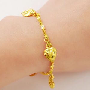 24K Plating Water-wave Chain Bracelet Yellow Jewelry Gift