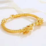 24K Men's Double Headed Dragon Bracelet, Retro Domineering Cuff