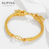 24K Men's Double Headed Dragon Bracelet, Retro Domineering Cuff