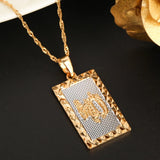 24K Islamic Allah Pendant Choker Necklace Muslim Jewelry
