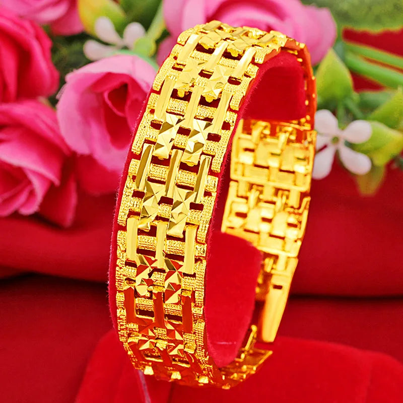 24K Plated Watch Shape Charm Bracelet for Women Couples Jewelry