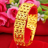 24K Plated Watch Shape Charm Bracelet for Women Couples Jewelry