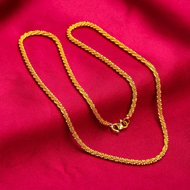 24K Caterpillar Necklace Wedding Dubai 999 Plated Chain Jewelry