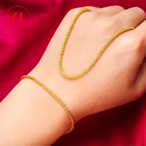 24K Caterpillar Necklace Wedding Dubai 999 Plated Chain Jewelry