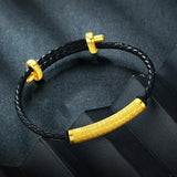 24K Pure Bracelet Necklace Red Pu Rope Weaving Couples Jewelry Christmas