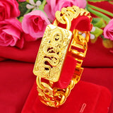 24K Pure Bracelet Men Sandblasted Buckle Hand Chain