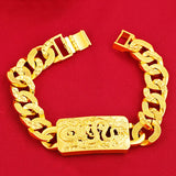 24K Pure Bracelet Men Sandblasted Buckle Hand Chain