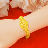 24K Pure Flower hollow Watch Bracelet for women bride wedding engagement