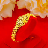 24K Pure Flower hollow Watch Bracelet for women bride wedding engagement