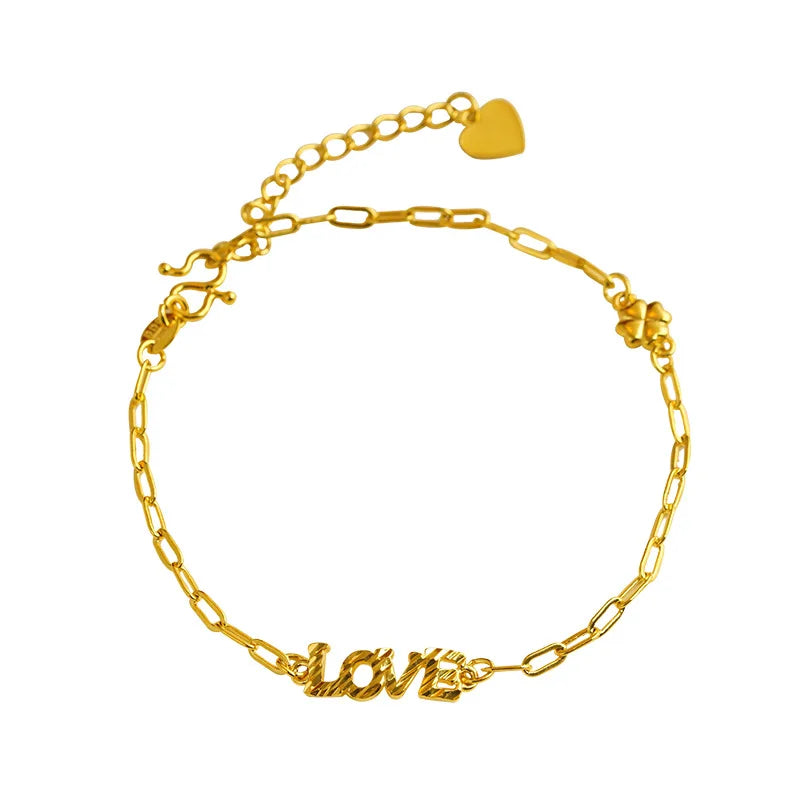 24K Pure Love Tag Bracelet Adjustable Chain Wedding Birthday