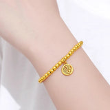 24K Pure Lucky Bead Bracelet Necklace for Women Bride Wedding Engagement