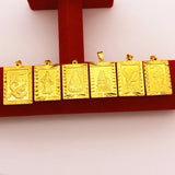 24K Pure Eagle Tiger Relief Square Pendant Men's Women's Brass Jewelry