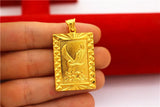 24K Pure Eagle Tiger Relief Square Pendant Men's Women's Brass Jewelry