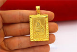 24K Pure Eagle Tiger Relief Square Pendant Men's Women's Brass Jewelry