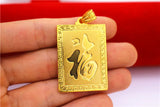 24K Pure Eagle Tiger Relief Square Pendant Men's Women's Brass Jewelry