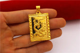 24K Pure Eagle Tiger Relief Square Pendant Men's Women's Brass Jewelry