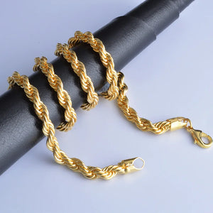 24K Pure Rope Chain Necklace for Men Punk Party