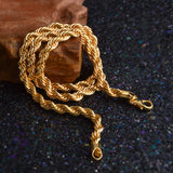 24K Pure Rope Chain Necklace for Men Punk Party