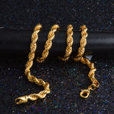 24K Pure Rope Chain Necklace for Men Punk Party