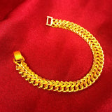 24K Pure Yellow Bracelets for Men Classic Jewelry