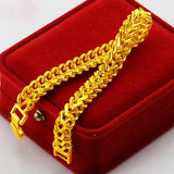 24K Pure Yellow Bracelets for Men Classic Jewelry