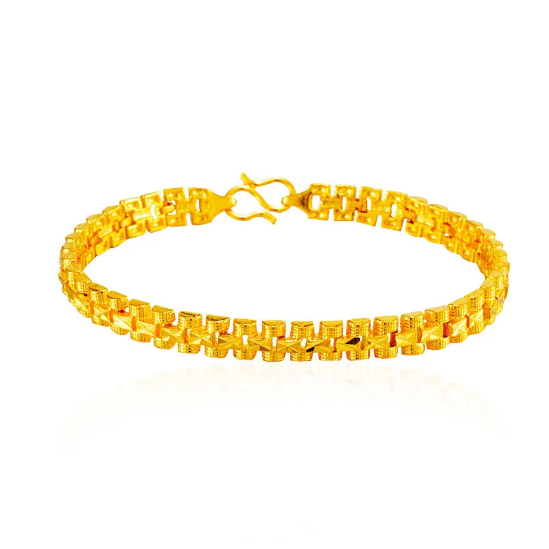 24K Pure Yellow Original Watch Chain Bracelet for Women