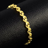 24K Real Gold Plated Flower Bracelet Wedding Jewelry Gift