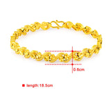 24K Real Gold Plated Car Flower Bracelet Wedding Jewelry Gift