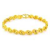 24K Real Gold Plated Flower Bracelet Wedding Jewelry Gift