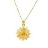 24K Real Plated Flower Statement Necklace Bride Wedding Jewelry