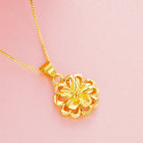 24K Real Plated Flower Statement Necklace Bride Wedding Jewelry