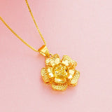 24K Real Plated Flower Statement Necklace Bride Wedding Jewelry