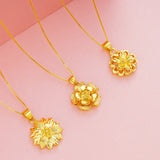 24K Real Plated Flower Statement Necklace Bride Wedding Jewelry