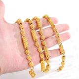 24K Solid Yellow Bamboo Necklace for Men 6MM 7MM 8MM 585 Chain Necklace Pendant