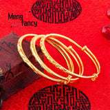 24K Vietnamese Sand Star Round Belly Bangle Bracelet for Women