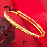 24K Vietnamese Sand Star Round Belly Bangle Bracelet for Women
