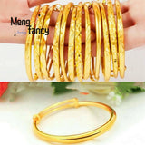 24K Vietnamese Sand Star Round Belly Bangle Bracelet for Women