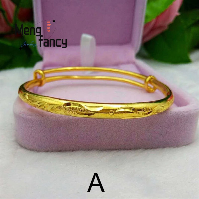 24K Vietnamese Sand Star Round Belly Bangle Bracelet for Women