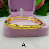 24K Vietnamese Sand Star Round Belly Bangle Bracelet for Women