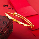 24K Vietnamese Sand Star Round Belly Bangle Bracelet for Women